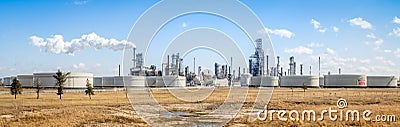Panorama of Exxon Mobil refinery in Joliet, Illinois Editorial Stock Photo