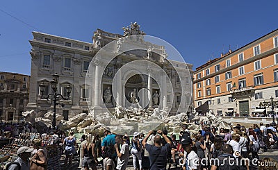 Panorama of the famous baroque Trevi Fountain Fontana di Trevi Editorial Stock Photo