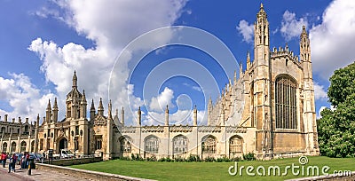 Panorama of the famous King`s college university of Cambridge and chapel in Cambridge UK Editorial Stock Photo