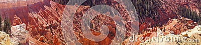 Panorama, fantasticly eroded red Navajo sandstone pinnacles Stock Photo