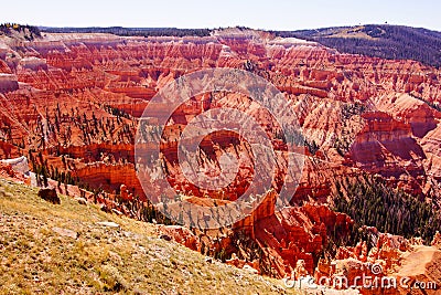 Panorama, fantasticly eroded red Navajo sandstone pinnacles Stock Photo