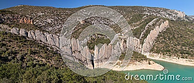 Panorama of the Finestres Wall Stock Photo