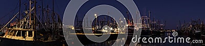 Panorama fishing fleet at night Stock Photo