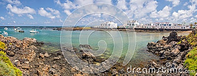 Panorama of the fishing village of Orzola in Lanzarote, Canary islands, Spain Stock Photo