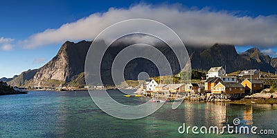 Panorama of the fishing village Sakrisoy Stock Photo