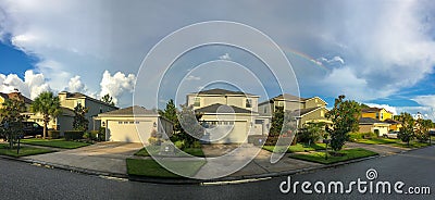 Panorama of Florida house and rainbow Editorial Stock Photo