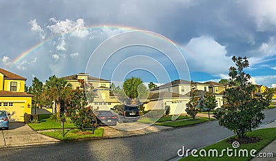 Panorama of Florida house and rainbow Stock Photo