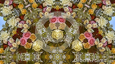 Panorama frame Floral design with roses at a wedding in California Stock Photo