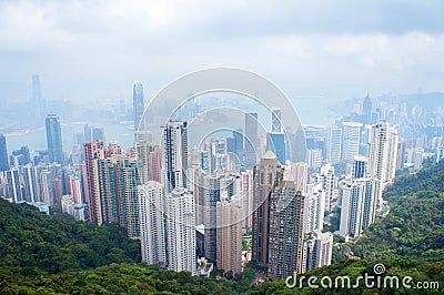 Panorama of futuristic city Hong Kong Editorial Stock Photo