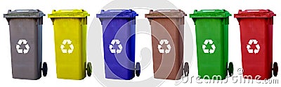 Panorama garbage cans different colors Stock Photo