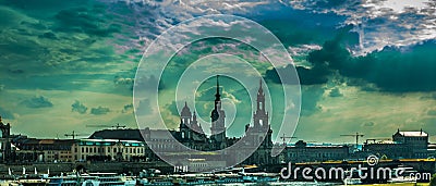 Panorama of the German city Dresden at dawn. Cityscape of Dresden Stock Photo