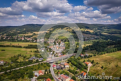 Panorama of Gluszyca - city in Lower Silesia Stock Photo