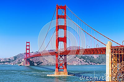 Panorama of the Gold Gate Bridge and the other side of the bay. San Francisco Stock Photo