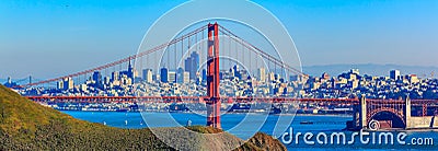 Panorama of the Golden Gate bridge and San Francisco skyline Stock Photo