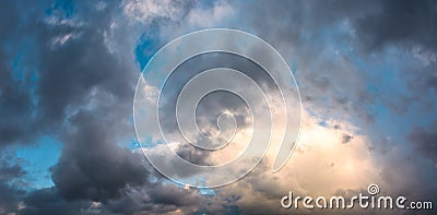 Panorama of gorgeous cloudscape at dusk Stock Photo