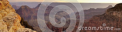 Panorama of Grand Canyon from Bright Angel Viewpoint Stock Photo