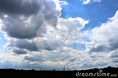 Panorama of grey clouds and industrial skyline Stock Photo