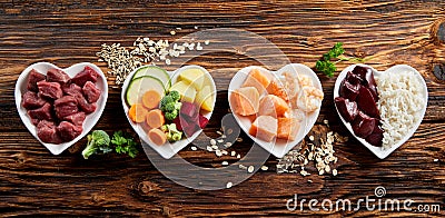 Panorama of healthy fresh ingredients for pet food Stock Photo