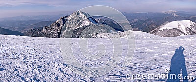 Panorama of high frozen mountains Stock Photo