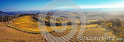 Panorama of the hills of Tuscany at sunset Stock Photo