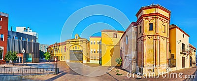 Panorama of Plaza Fray Alonso de Santo Tomas square, Malaga, Spain Stock Photo