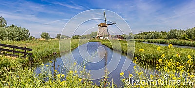 Panorama of historic windmill De Onrust in Noord-Holland Stock Photo