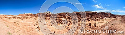 Panorama of Hoodoo Rock pinnacles in Goblin Valley State Park Utah USA Stock Photo