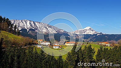 Panorama of houses in Aramaio Stock Photo