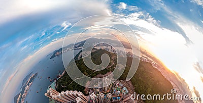 Panorama images of Hong Kong Cityscape view from sky Stock Photo