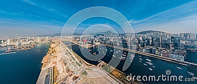 Panorama images of Hong Kong Cityscape view from sky Editorial Stock Photo