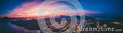 Panorama images of Hong Kong Cityscape view from sky Stock Photo