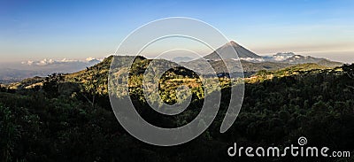 Panorama on the Inierie volcano at sundown, Nusa Tenggara, flores island, Indonesia Stock Photo