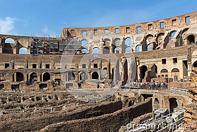 Panorama of inside part of Colosseum in city of Rome, Italy Editorial Stock Photo