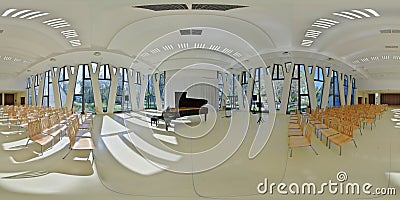 360 panorama of the interior of the Tourist Center Concert Hall in Baja, Hungary Editorial Stock Photo