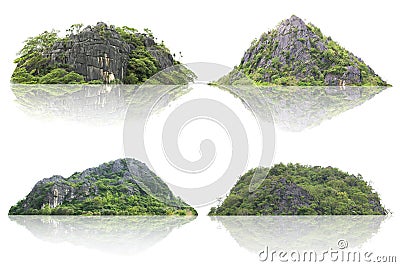 Panorama island, hill, mountain isolated on a white background. The collection of Mountain Stock Photo