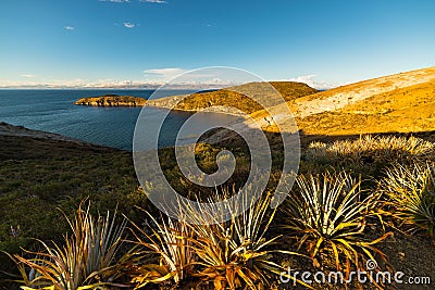 Panorama on Island of the Sun, Titicaca Lake, Bolivia Stock Photo