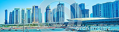 Panorama of Jumeirah Lake Towers and Sheikh Zayed road, Dubai, UAE Editorial Stock Photo