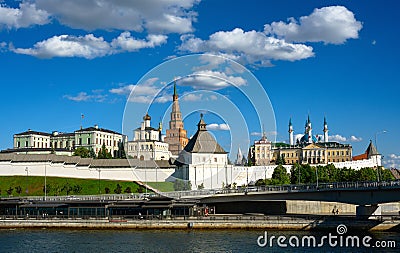 Panorama of Kazan Kremlin in summer, Tatarstan, Russia Editorial Stock Photo