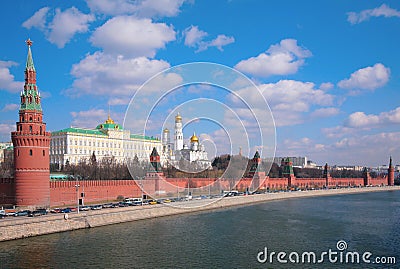 Panorama of Kremlin embankment Stock Photo