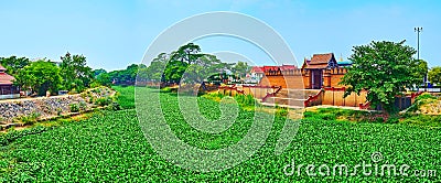 Panorama of Kuang River and Pratu Thanang Gate, Lamphun, Thailand Stock Photo