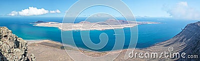 Panorama of La Graciosa island, aerial view from Mirador del Rio in Lanzarote, Canary islands Spain Stock Photo