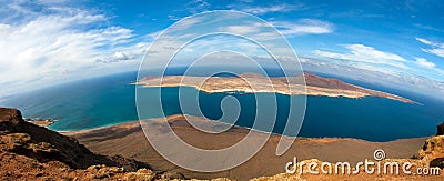 Panorama of La Graciosa - volcanic island, Canary Stock Photo