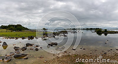 Panorama landscape of the picturesque Lough Corrib lake in County Galway Stock Photo