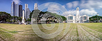 Panorama landscape of the Singapore financial district and business building, National Museum of Singapore building in public park Editorial Stock Photo