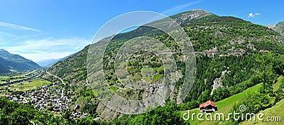 Panorama of landscape in Valais, Switzerland Stock Photo