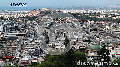 Panorama landscape view of city Athens Stock Photo
