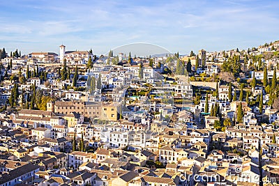 Panorama landscape of winter Granada old town Stock Photo