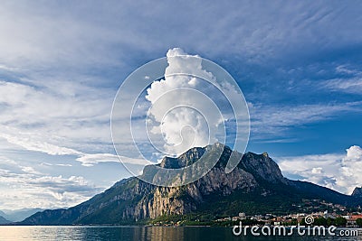 Panorama of Lecco with the mountains in the background and a hug Stock Photo