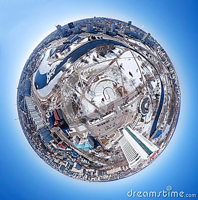 Panorama Little planet Minsk Editorial Stock Photo