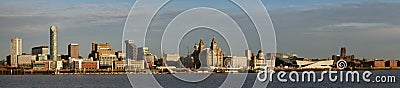 Panorama of the Liverpool Waterfront on the River Mersey Editorial Stock Photo